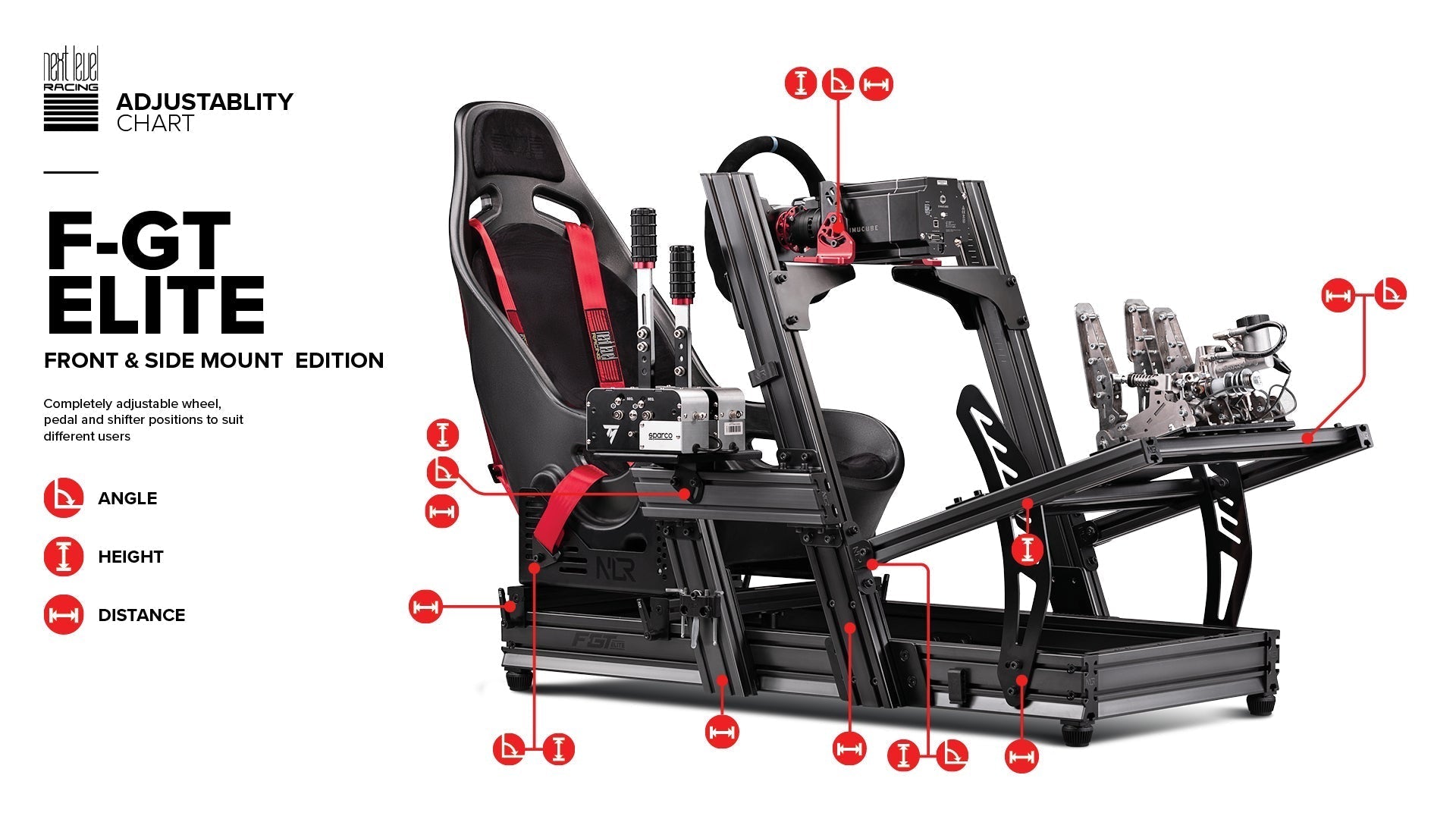 F-GT Elite Formula & GT Racing Simulator Cockpit- Side and Front Mount Edition