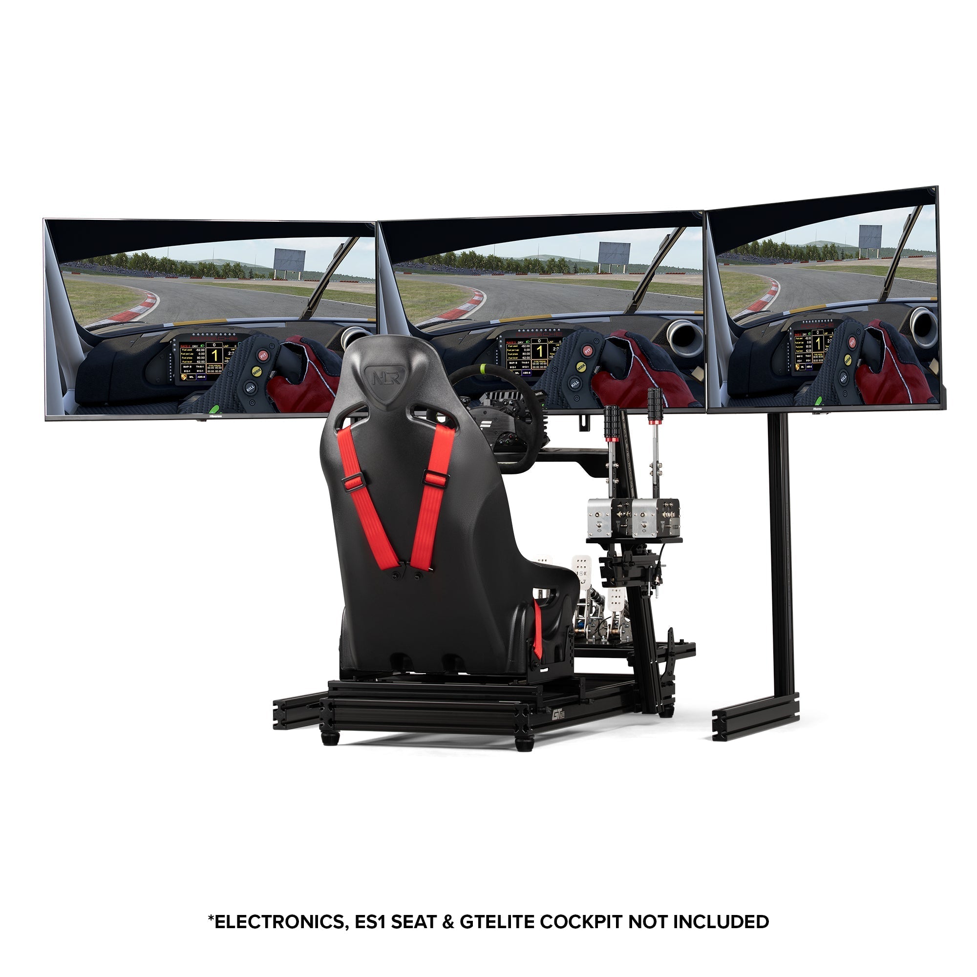 Elite Free Standing Complete Triple Monitor Stand - Black Edition